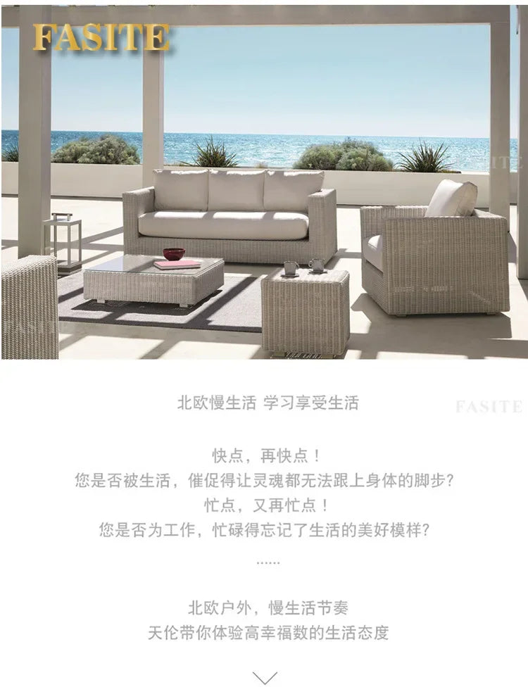 Courtyard sofa, villa, garden terrace, sun protection, waterproof, outdoor leisure rattan weaving corner