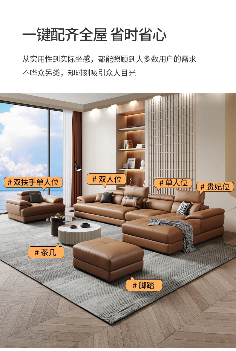 European Living Room Sofa Genuine Leather Sectional Corner Sofas Modular Luxury Sofa Sala De Estar De Luxo Modern Furniture