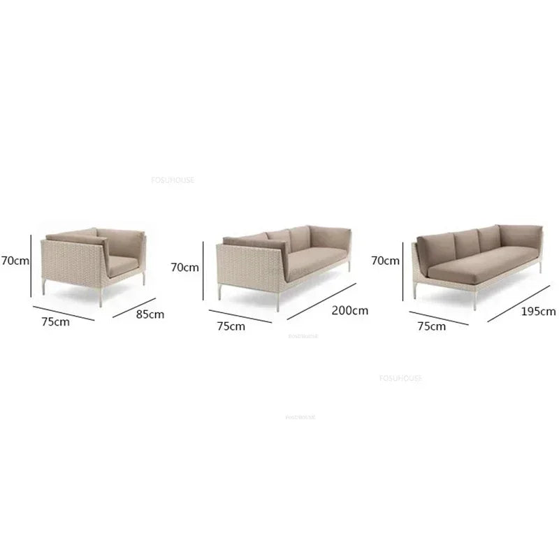 Modern Leisure PE Rattan Outdoor Sofas Set Patio Balcony Lounge Chair Simple Home Waterproof Sun Protection Set Garden Furniture