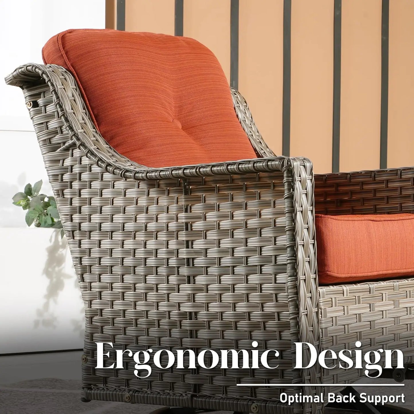 3 Seat Outdoor Patio Sofa Wicker Furniture Set Red Stripe Cushion Weather Resistant Backyard Poolside , Customized