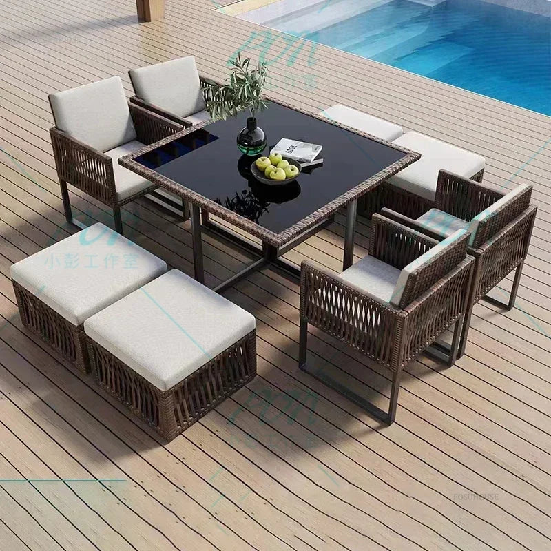 Terrace Garden Rattan Outdoor Chair Leisure Tea Table Patio Outdoor Furniture Set Outdoor Table and Chairs Garden Furniture Sets