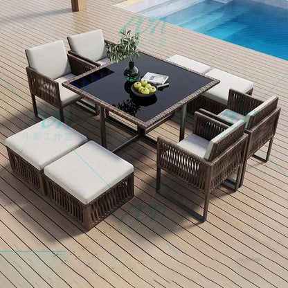 Terrace Garden Rattan Outdoor Chair Leisure Tea Table Patio Outdoor Furniture Set Outdoor Table and Chairs Garden Furniture Sets