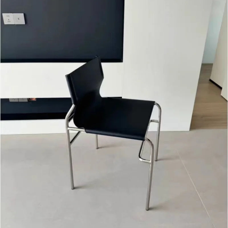 Italian Simple Saddle Chair, Bauhaus Design Dining Chair, Stainless Steel Backrest Chair, Wholesale Available, Home Furniture