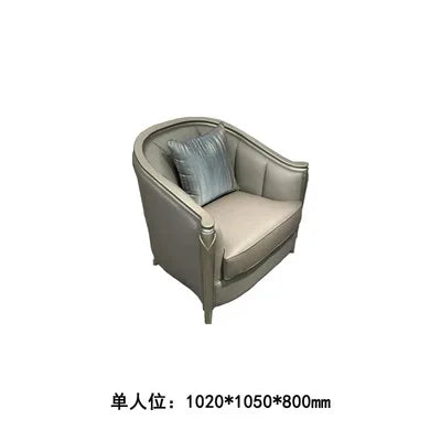 New American light luxury living room solid wood sofa coffee table combination European modern simple leather sofa model house