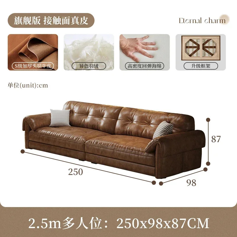 Minimalist Brown Sleep Sofa Faux Leather Designer Loveseat Lazy Sofa Couch Cloud Divano Da Soggiorno Living Room Furniture