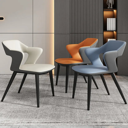 Simple Dining Chair Household Leather Backrest Wrought Iron Armrest Casual Restaurant Chair Hotel Seat Living Room Furniture