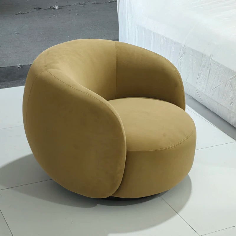 &Modern Villa Living Room Single Three Person Sofa Set Household Beige Lamb Fabric Cashew Nut Arc Creative Sofa