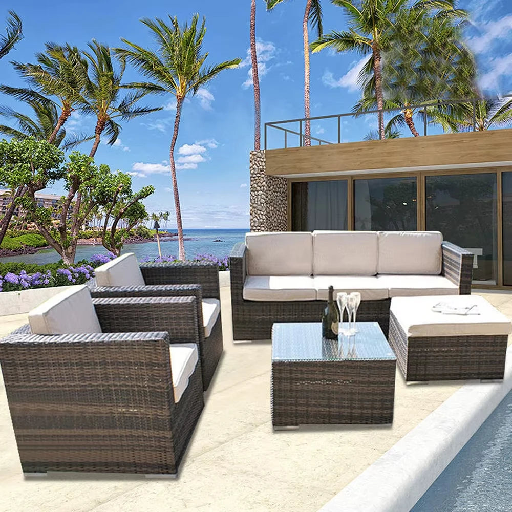High Quality Sofa Garden Set Rattan Furniture Section Outdoor Woven Rattan Sofa Setpromote sales