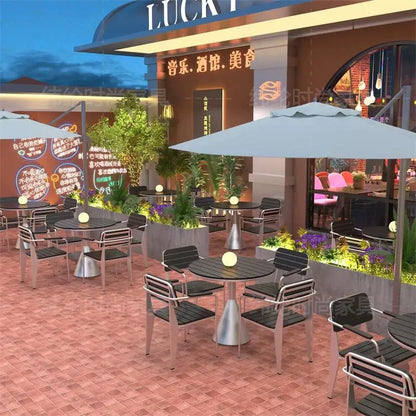 Leisure Sun-Proof Outdoor Bistro Set Small Round Table for Restaurant Music Bar and Patio Lounge Dining