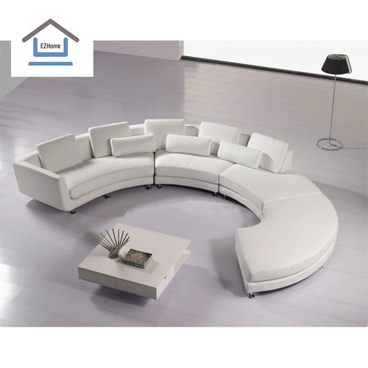 Living room Sofa set Simple curved Shaped meeting room leather sofa  furniture couch