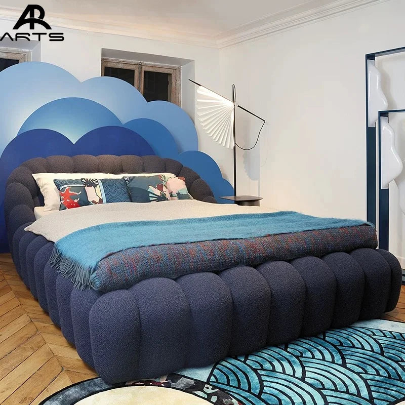 Bubble Beds Bedroom Furniture Sets Female Upholstered Cream Wind French Floor Bed Korean Princess Home King Queen Size Bed
