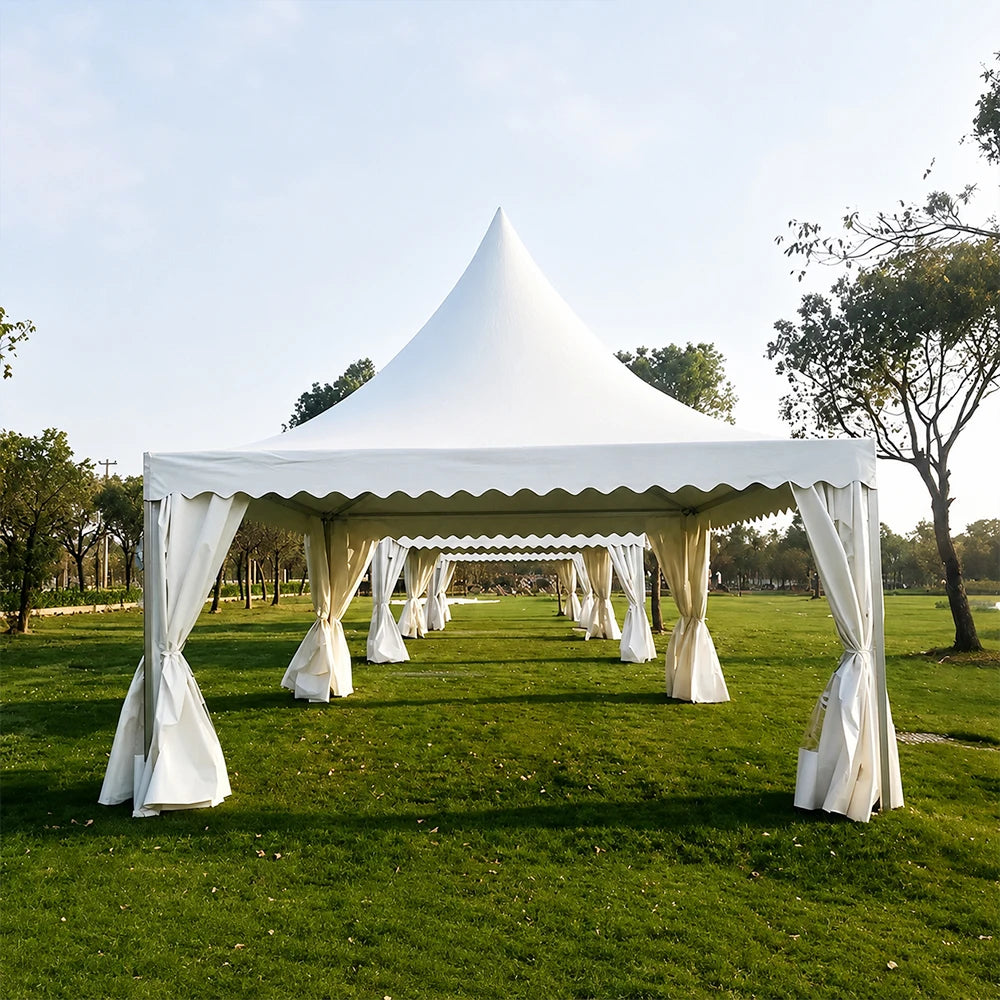Large White Pagoda Tent Commercial Marquee Tent with Windows for Wedding Party Garden Event, Peak Top Outdoor Shelter Waterproof