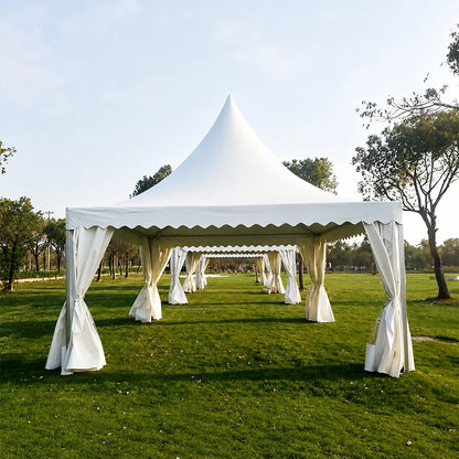 Large White Pagoda Tent Commercial Marquee Tent with Windows for Wedding Party Garden Event, Peak Top Outdoor Shelter Waterproof