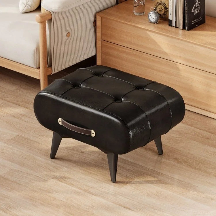 A square leather stool, living room stool, sofa footstool, home decoration, light luxury American, Italian, home decoration