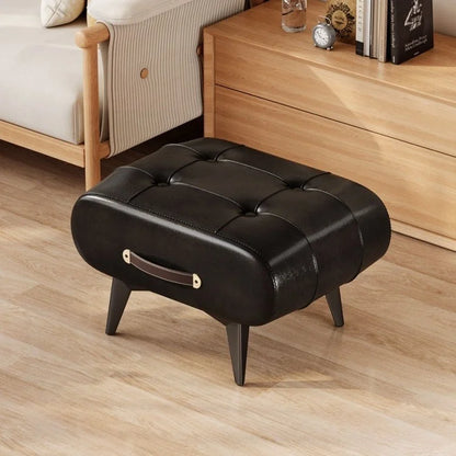 A square leather stool, living room stool, sofa footstool, home decoration, light luxury American, Italian, home decoration