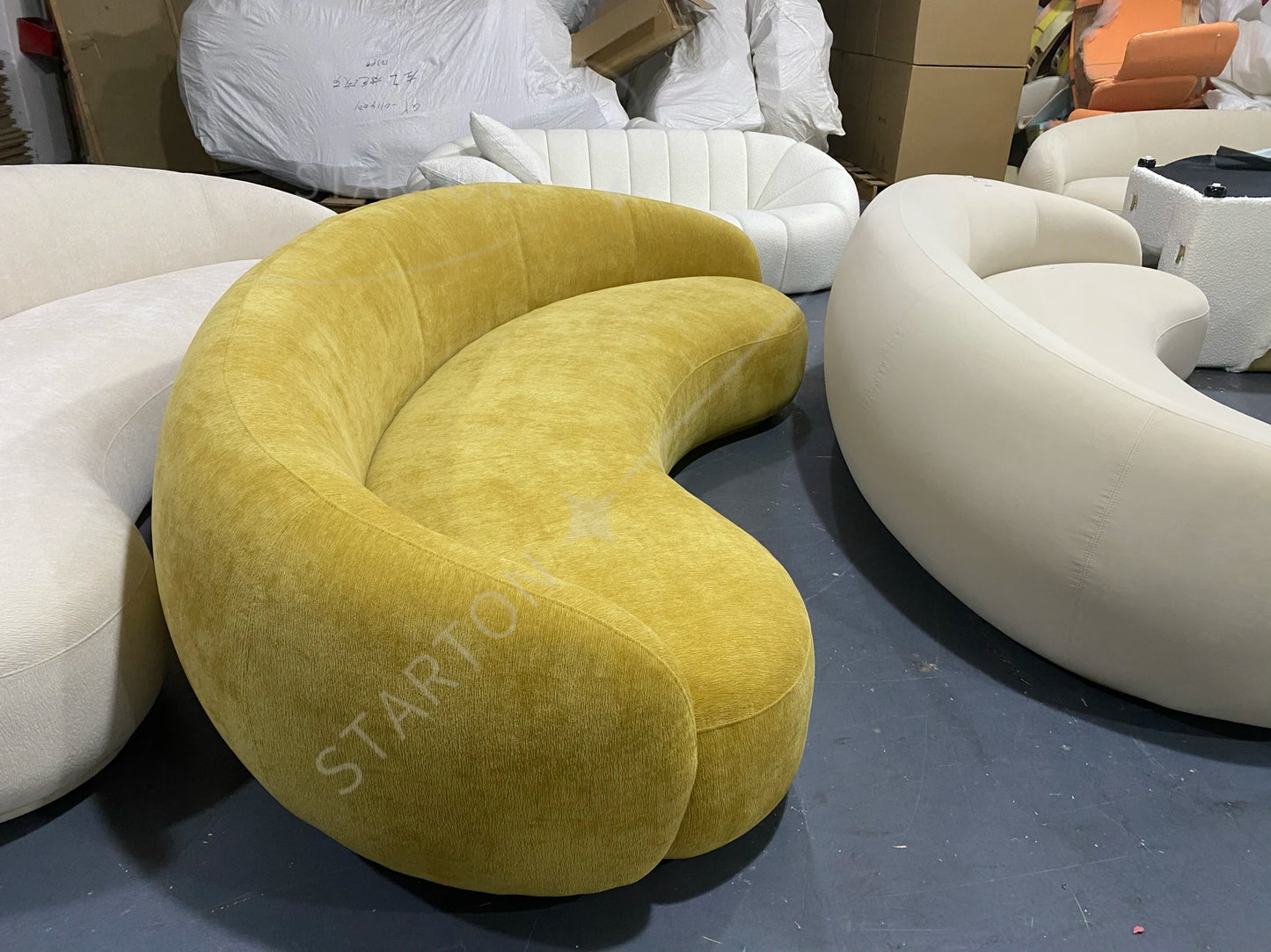 Designer Julep Sofa Sectional 3 Seater Sofa Luxury Modern White Lamb Wool Living Room Furniture