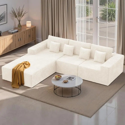 111" Modular L-Shaped Cloud Sectional Sofa with Deep Seats