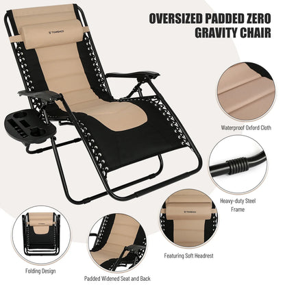 Chair Waterproof Oxford Cloth with Cotton Padded Adjustable Patio Zero Gravity Reclining