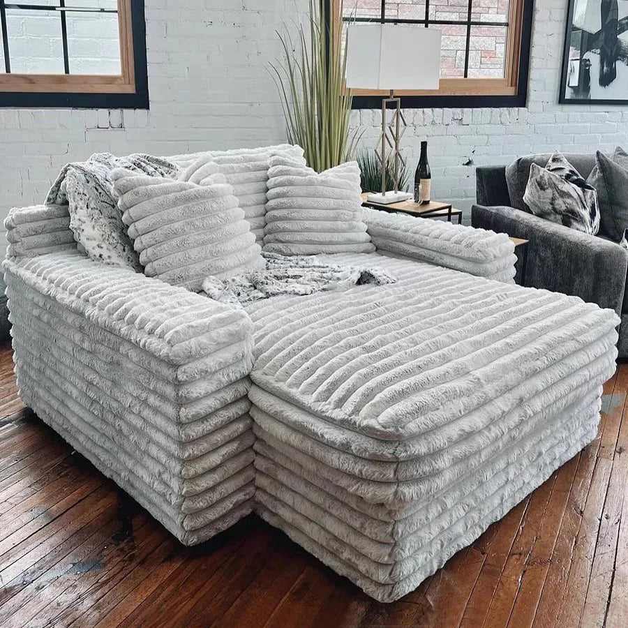 HXL Thick Corduroy Down Cloud Deep Seat Detachable Washable Combination Bedroom Sofa