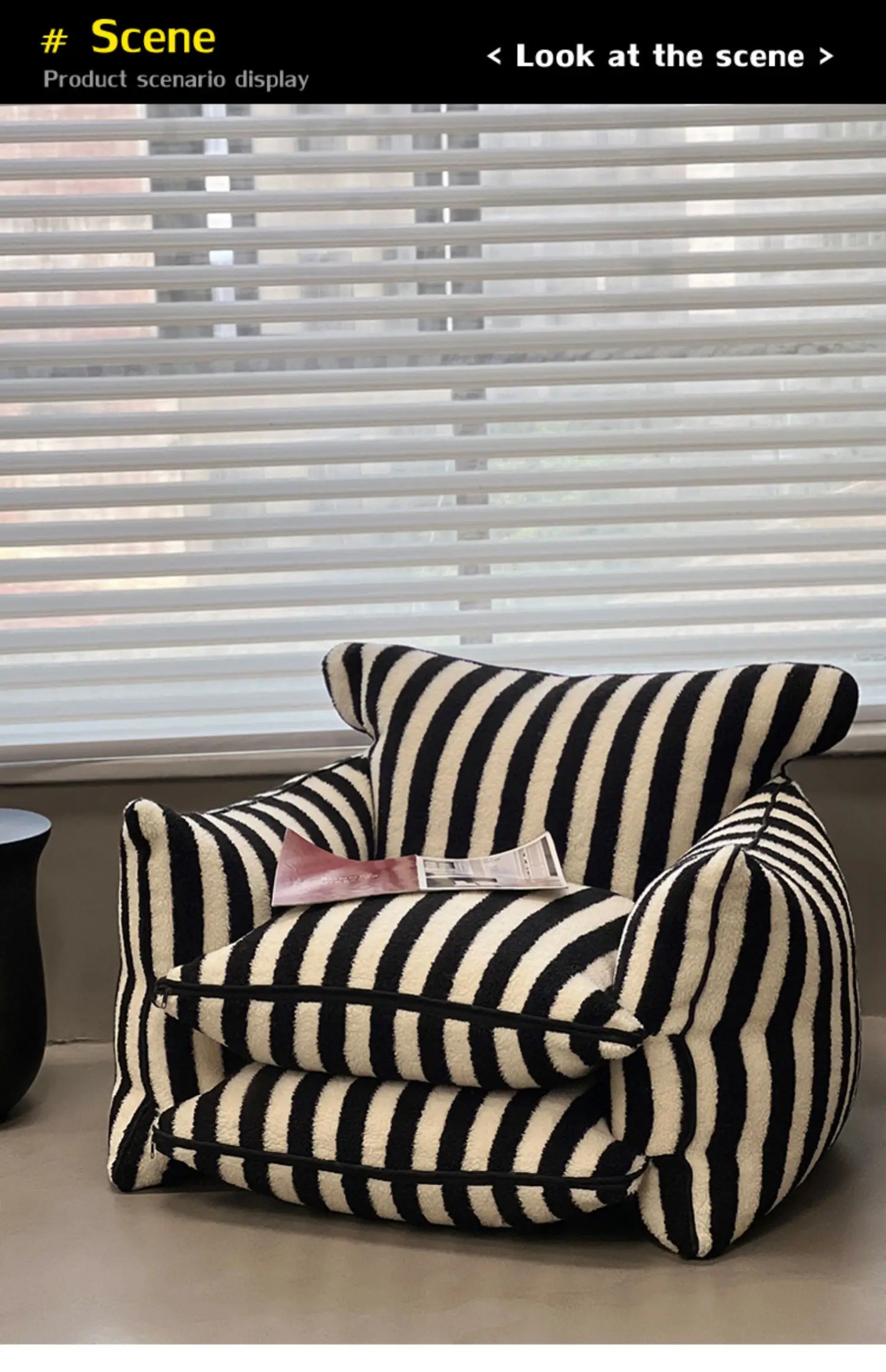 MOMO Simple Household Living Room Leisure Lazy Sofa Net Red Striped Bedroom Tatami Creative Backrest Chaise Longue