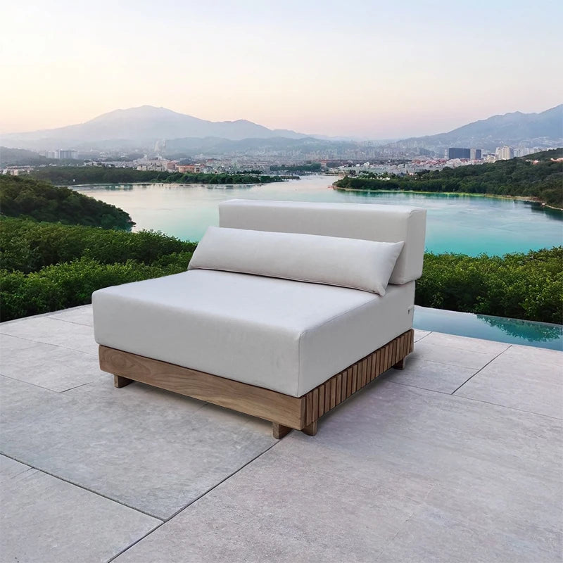 Luxury 4-Seater Outdoor Furniture Garden Sofa Set Teak Wood Couch and Table Garden Sets for Villa Hotel