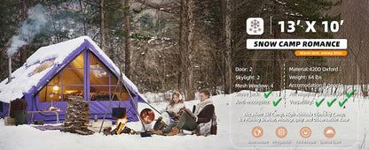 129 Sq Ft Large Inflatable Camping Tent Waterproof Oxford Air Tent House with Hand Pump 4 Season Sunproof Glamping Family Tent
