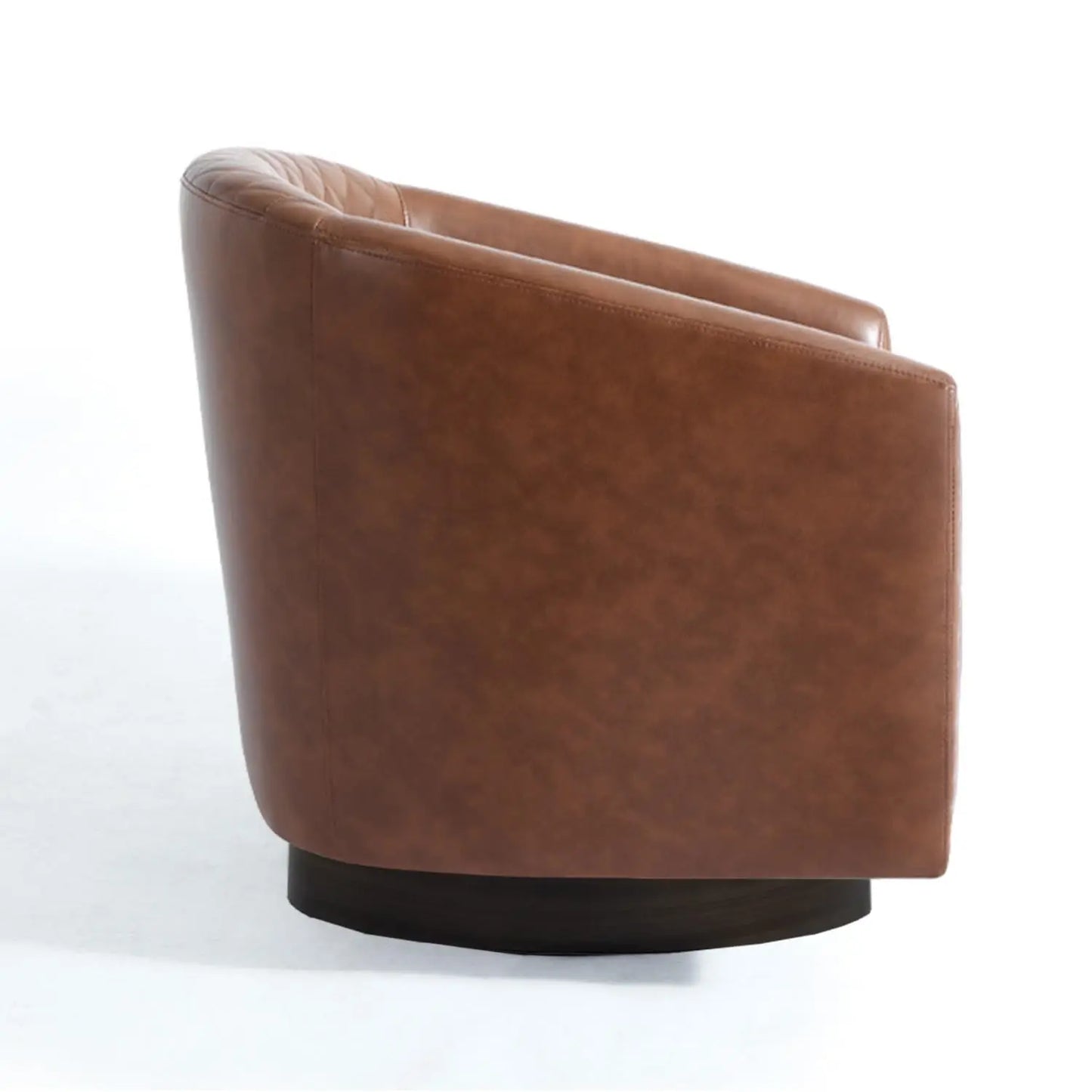 Faux Leather Swivel Barrel Accent Chairs Set of 2, Upholstered Armchair Club Chair for Living Room, Round Comfy Single Sofa Bedr