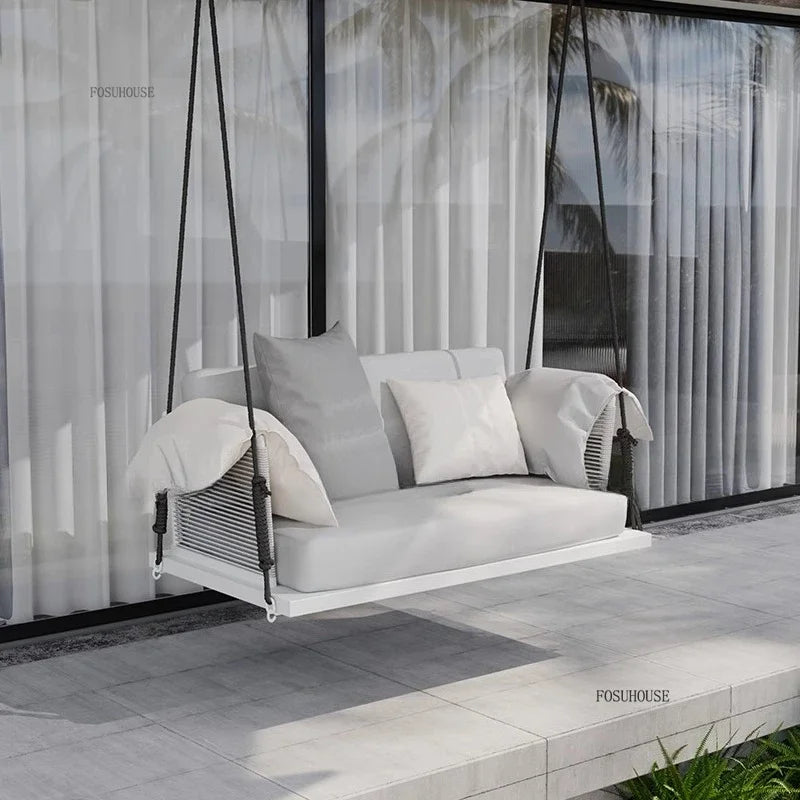 Nordic Patio Swings Indoor Balcony Hanging Basket Chair Home Single Double Rope Hanging Basket Hanging Chairs Outdoor Furniture