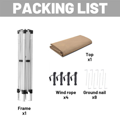 Outdoor pop-up canopy Gazebo Tent beach camping instant canopy Sunscreen rainproof khaki color (2.9 x2.9M)