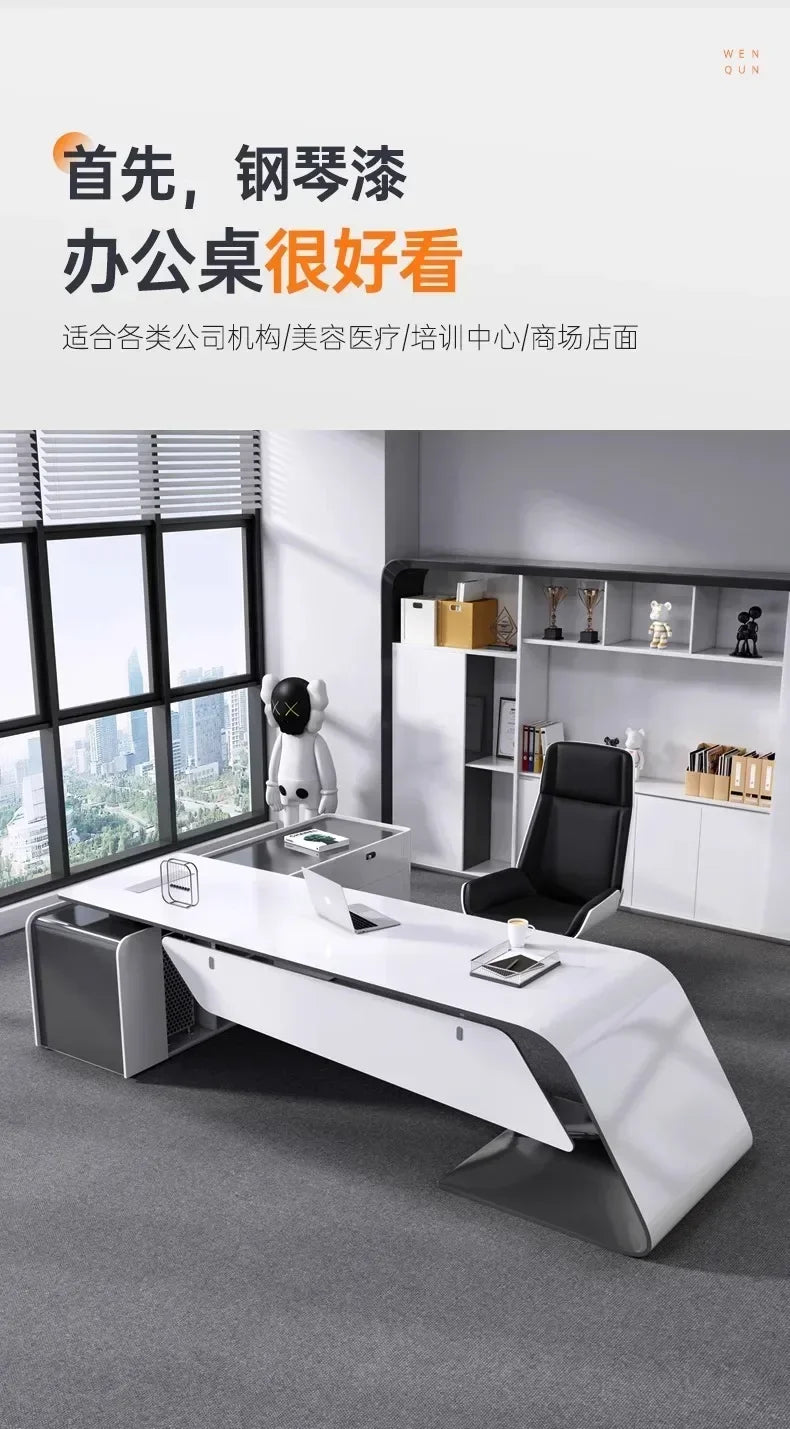 Luxury Long Office Desk Modern Design Storage Multifunctional Office Desk Display Minimalist Mesas Escritorio Trendy Furniture