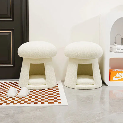 Creative Cat Nest Shoe Changing Stool Household Cream Style Mushroom Low Stool Entrance Entrance Storage Stool Multi-functional