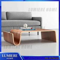 Scando Table Large Bent Wood Coffee Table Minimalist Modern Living Room Natural Wood Square Side Table for Sofa