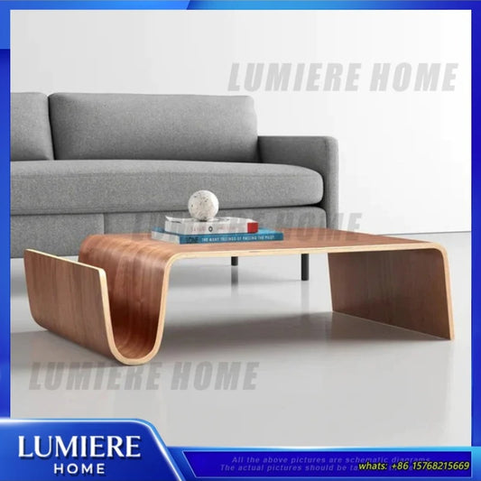 Scando Table Large Bent Wood Coffee Table Minimalist Modern Living Room Natural Wood Square Side Table for Sofa