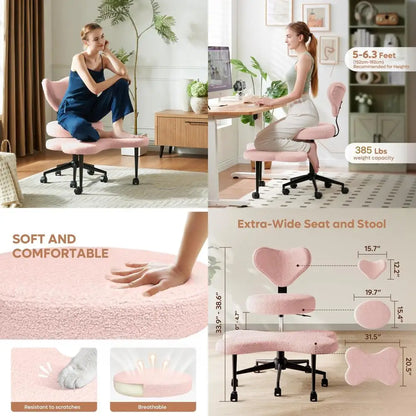 Cross Leg Chair - Meditation Chair with Wheels, ADHD Chair, Height Adjustable Seat, Adjustable Footstool