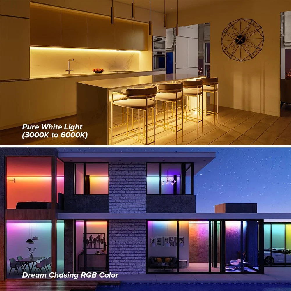 5M 10M 20M 24V COB RGB+CCT LED Strip Flexible Dimmable Room Cabinet Liner Light Bedroom Decor 2.4G RF Touch Panel Remote Control