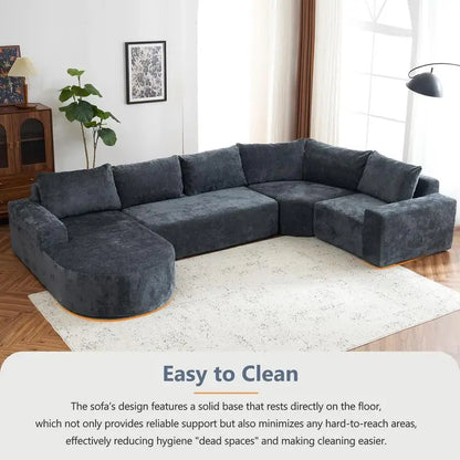 Oversized Modular Cloud Sectional Sofa Set, Grey U-shaped Couch with Deep Seating for Living Room
