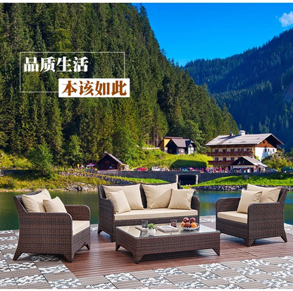 Wicker outdoor imitation rattan leisure living room courtyard balcony furniture sales office outdoor display negotiation sofa