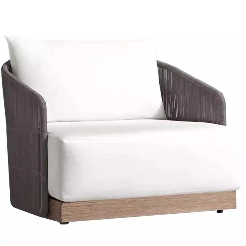 Outdoor rattan sofa courtyard preservative wood designer villa hotel  teak leisure  combination
