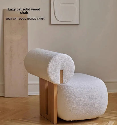 Nordic, Solid Wood, Sofa Chair, Modern, Light Luxury, Cream Style, Living Room, Lazy, Chair, Leisure Chair