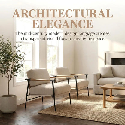 Beige Chenille Accent Chair Modern Living Room Chair with Metal Legs Armchair Lounge Chairs Upholstered Comfy, Customized