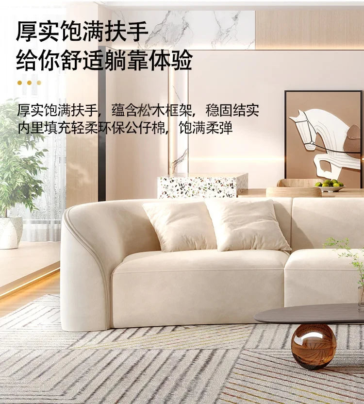 New arrive Cream Floor Living Room Sofas Curved Lounge Ergonomics Women Living Room Sofas White Minimalist Muebles Postmodern Fu