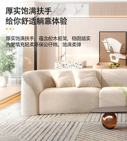 New arrive Cream Floor Living Room Sofas Curved Lounge Ergonomics Women Living Room Sofas White Minimalist Muebles Postmodern Fu