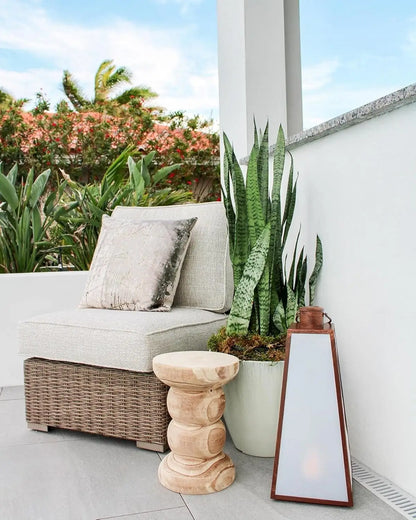 Beachcroft Patio Farmhouse Outdoor Wicker Cushioned Armless Chair