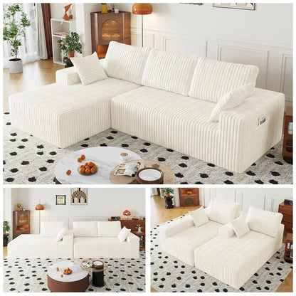 108" Cloud Sectional Couch with L-Shape Chaise,4 Seat Modern Modular Sofa with Deep Seat,Upholstered Couches for Living Room Bed