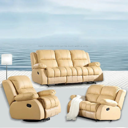 Manual / Electric Recliner Sofa Genuine Leather Couch for Livingroom Theater Seat Cinema Recliner Multifunctional Sofa