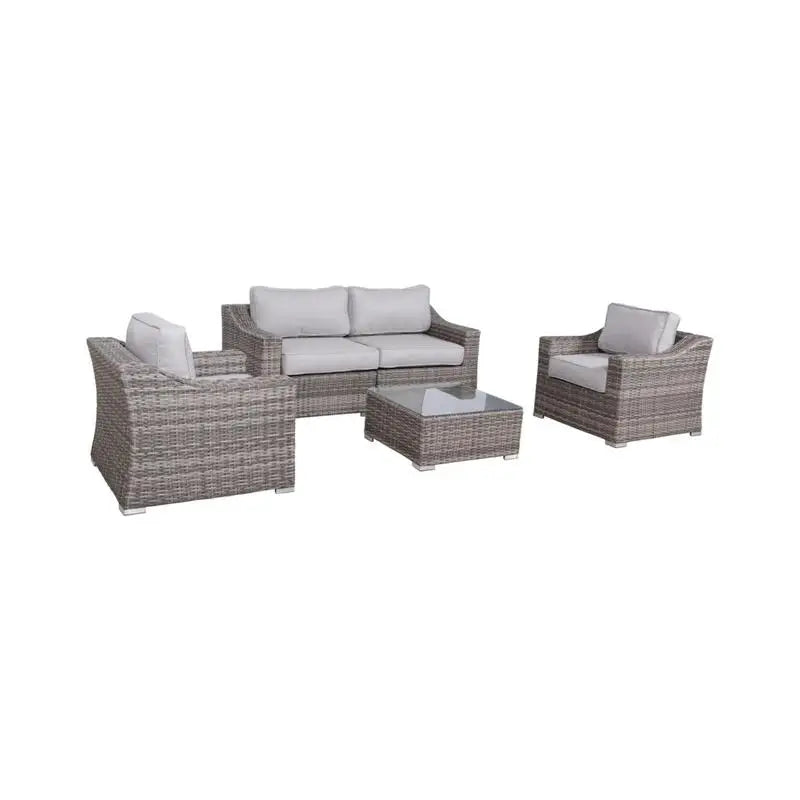 4-Seater Wicker Conversation Set with Cushions – Weatherproof & Fully Assembled Outdoor Furniture