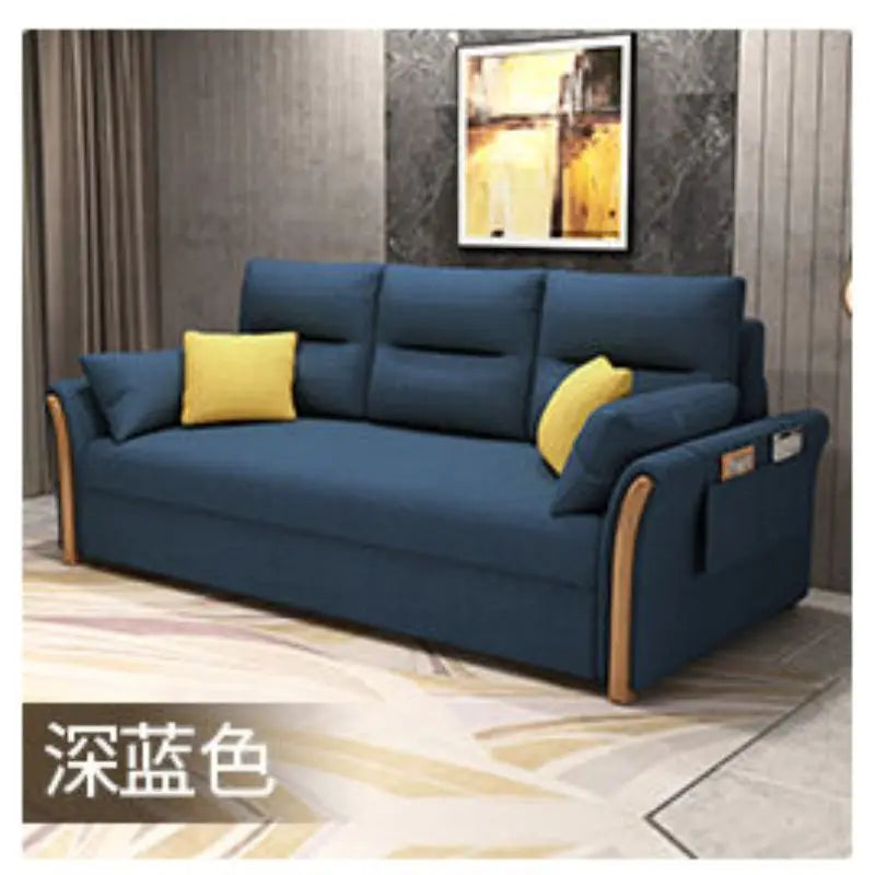 Multifunctional foldable sofa bed dual-purpose retractable small apartment storage single push-pull bed technology fabric