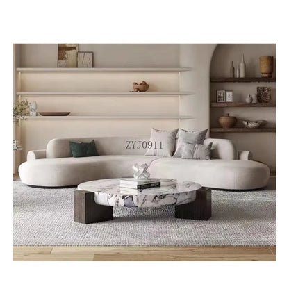 Nordic simple fabric curved corner multi-person living room beauty salon hotel reception sofa