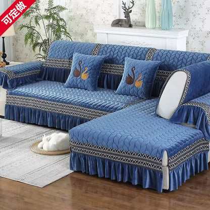 Sofa Cushion Soft Thick Sofa Cover Plush Towel Living Room Non-slip Corner Couch Covers Protective  Lace 1/2/3/4 Home Seat  Mat