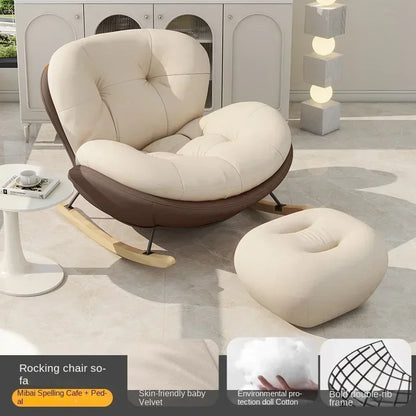 Cozy Snail Wooden Rocking Chair for Balcony and Living Room Lazy Large Rocking Sofa Chair for Leisure Time in Living Room